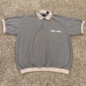 SRT Easy Care Vintage 90s Retro Grandpa Bowling Polo Preppy Tan Shirt Sz.XL